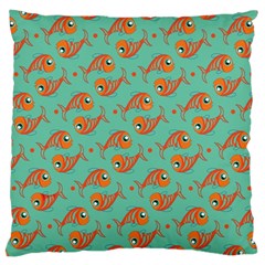 Cute Fish Underwater Sea Ocean Nature Aquarium Goldfish Marine Water Large Cushion Case (two Sides) by Bedest