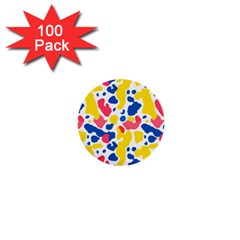 Colored Blots Painting Abstract Art Expression Creation Color Palette Paints Smears Experiments Mode 1  Mini Buttons (100 Pack)  by Maspions