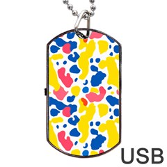 Colored Blots Painting Abstract Art Expression Creation Color Palette Paints Smears Experiments Mode Dog Tag Usb Flash (one Side) by Maspions