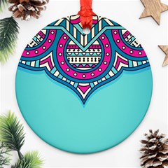 Mandala Blue Round Ornament (two Sides) by goljakoff