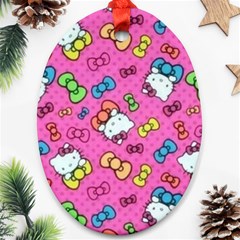 Hello Kitty, Cute, Pattern Oval Ornament (two Sides)