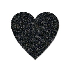 Midnight Blossom Elegance Black Backgrond Heart Magnet by dflcprintsclothing