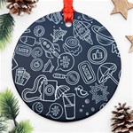 Internet Planet Drink Computer Round Ornament (Two Sides) Back
