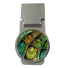 Psytrance Abstract Colored Pattern Feather Money Clips (round)  by Ket1n9