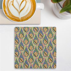 Tribal Background Boho Batik Uv Print Square Tile Coaster  by anzea