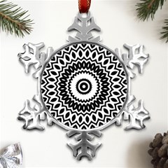 Circular Concentric Radial Symmetry Abstract Metal Small Snowflake Ornament by Proyonanggan