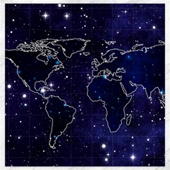 Blue World Map Starry Night Sky World Map Concept Art Canvas 20  X 20 