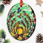 Monkey Tiger Bird Parrot Forest Jungle Style Ornament (Oval Filigree) Front