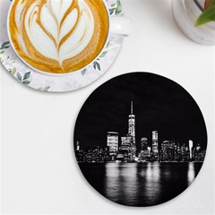 Nyc New York Skyline City Buildings Uv Print Round Tile Coaster by Loisa77