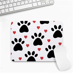 Dog Paw Vector Seamless Pattern With Hearts Small Mousepad by Perong