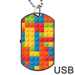 Lego Bricks, Colorful Dots Background Dog Tag Usb Flash (one Side)