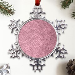 Pink Fabric Texture, Knitted Pink Texture, Metal Large Snowflake Ornament by kyorashop23