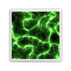 Lightning Electricity Pattern Green Memory Card Reader (square) by anzea