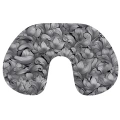 Silver Blossom Elegance Print (ai+human) Travel Neck Pillow by dflcprintsclothing