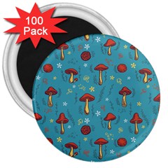 Whimsical Mushroom Pattern 3  Magnets (100 Pack) by Drawde