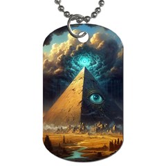 Mystic Blue Pyramid Art Dog Tag (two Sides) by ExtraAwesomeSauce