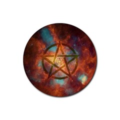 Enchanted Nebula Pentagram Art Rubber Round Coaster (4 Pack) by ExtraAwesomeSauce