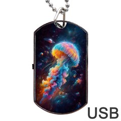 Cosmic Jellyfish Artwork Dog Tag Usb Flash (two Sides) by ExtraAwesomeSauce