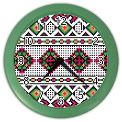 Ukrainian Folk Seamless Pattern Ethnic Ornament Border Element Traditional Color Wall Clock by Grandong