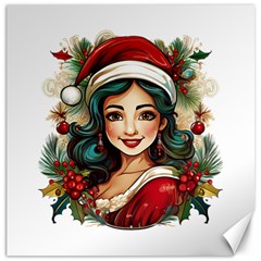 Young Woman With Santa Claus Clothes Isolated Illustration Wb Canvas 16  X 16  by dflcprintsclothing