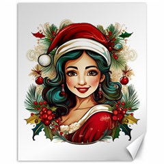 Young Woman With Santa Claus Clothes Isolated Illustration Wb Canvas 11  X 14  by dflcprintsclothing