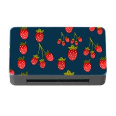 Strawberry Texture, Blue Background With Strawberries Memory Card Reader With Cf by kyorashop23