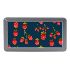 Strawberry Texture, Blue Background With Strawberries Memory Card Reader (mini) by kyorashop23