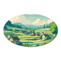 Countryside Meadow Rural Bloom Oval Magnet by Salmanaz77
