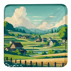 Countryside Meadow Rural Bloom Square Glass Fridge Magnet (4 Pack) by Salmanaz77