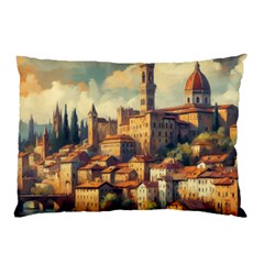 Village Houses Buildings Facade Pillow Case (two Sides)