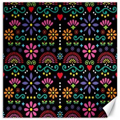 Mexican Folk Art Seamless Pattern Colorful Canvas 12  X 12  by Paksenen
