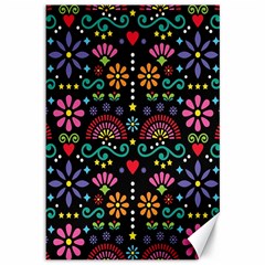 Mexican Folk Art Seamless Pattern Colorful Canvas 12  X 18  by Paksenen