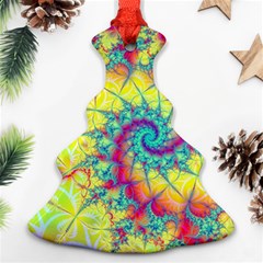 Fractal Spiral Abstract Background Vortex Yellow Christmas Tree Ornament (two Sides)