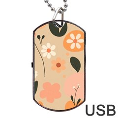 Minimalist Pattern With Simple Lines,flower And Shapes, Creating A Clean And Modern Dog Tag Usb Flash (two Sides) by myclothy