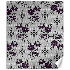 Elegant Purple Floral Jacquard Mesh Lace Fabric Canvas 8  X 10  by ArtfulThreads