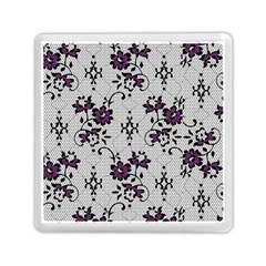 Elegant Purple Floral Jacquard Mesh Lace Fabric Memory Card Reader (square) by ArtfulThreads
