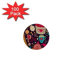 Collage Worx Black Collage Cupcake Eifel Tower Fireworks Paris 1  Mini Buttons (100 Pack)  by Grandong