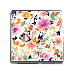 Abstract Floral Background Memory Card Reader (square 5 Slot)