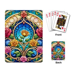 Roses Floral Stained Glass Vibrant Playing Cards Single Design (rectangle) by Grandong