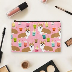 Corgi Bubble Boba Tea Pink Pattern Cosmetic Bag (medium) by Salmanaz77