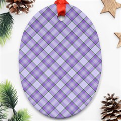 Purple Plaid Tartan 2 Diagonal Oval Ornament (two Sides) by dressshop