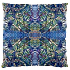 Blue Arabesque Large Cushion Case (two Sides) by kaleidomarblingart