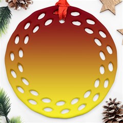 Burgundy Red To Electric Yellow Linear Gradient Ornament (round Filigree)
