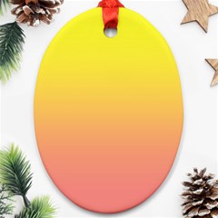 Electric Yellow To Coral Pink Linear Gradient Oval Ornament (two Sides)