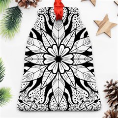 Seamless Tiling Pattern Hand Drawn Black White Bell Ornament (two Sides) by Grandong