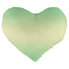 Mint Green To Cream Yellow Bilinear Gradient Large 19  Premium Flano Heart Shape Cushions by GradientsOmbre