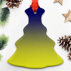 Navy Blue To Electric Yellow Linear Gradient Christmas Tree Ornament (two Sides) by GradientsOmbre