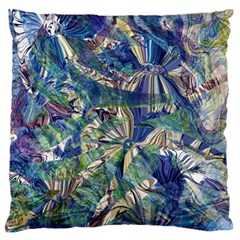 Blue Blend Large Cushion Case (two Sides) by kaleidomarblingart
