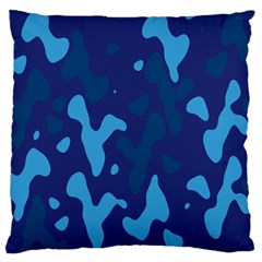 Blue Camouflage Pattern Large Cushion Case (two Sides) by kyorashop23