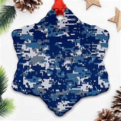 Blue, Camouflage, Cool, Navy, New, Pattern Snowflake Ornament (two Sides)